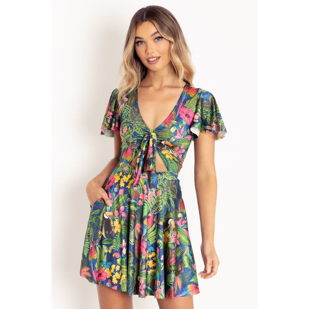 Tropical Garden Rio Skater Dress - LIMITED by BlackMilk Clothing Medium
